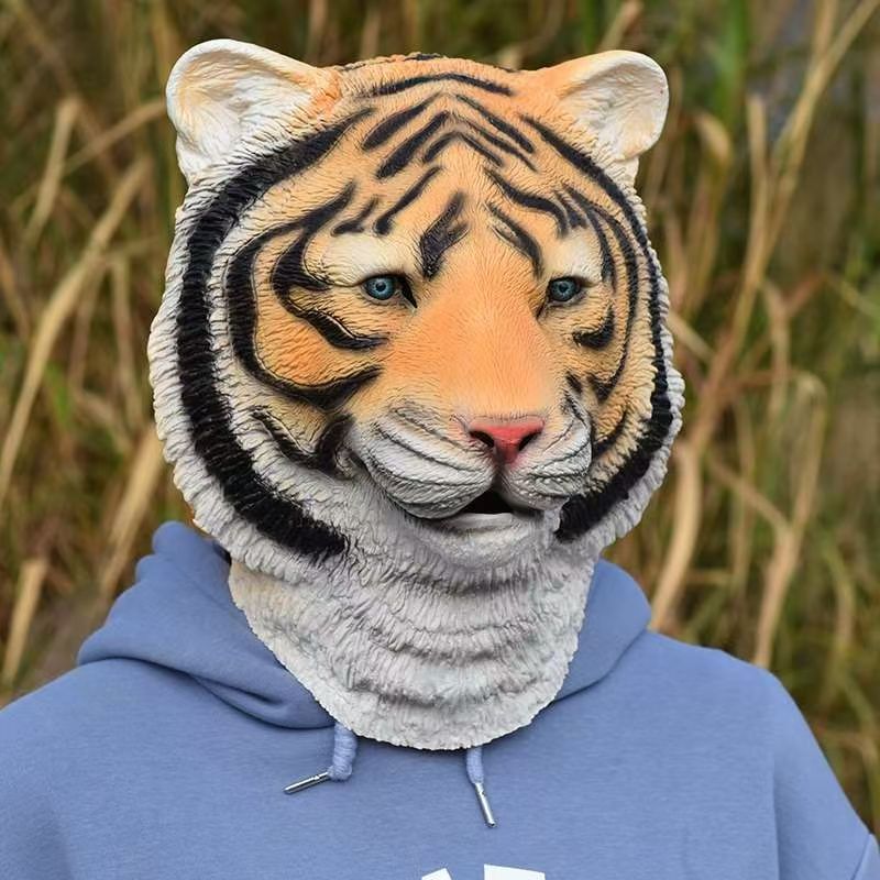 Skincare Pigeon - Lebensechte Tigerkopf-Masken für grüne Fische, Taubenmasken,