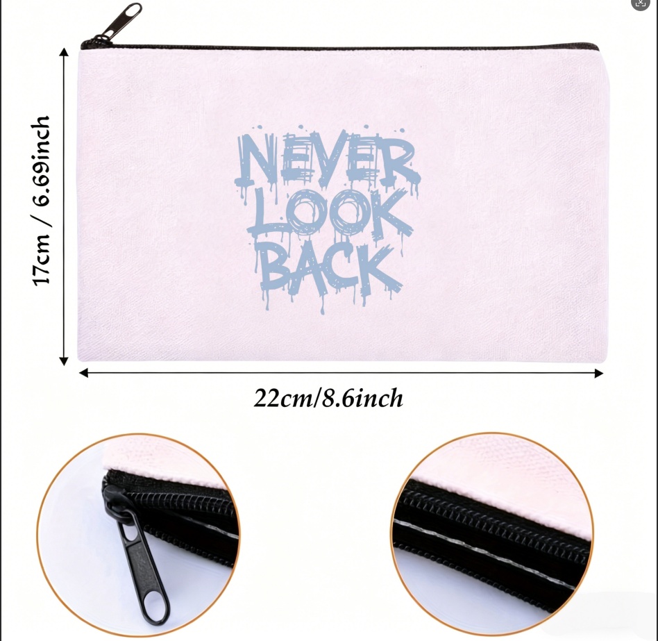 Skincare Quote - 1 Stück Hellblaue Kosmetiktasche mit 'Never