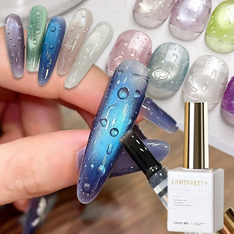 Cucumber Cooling Gel - Wassertropfen-Nagelgel-Set 3D Kristall-Blasen-Gel & No-Wipe Top