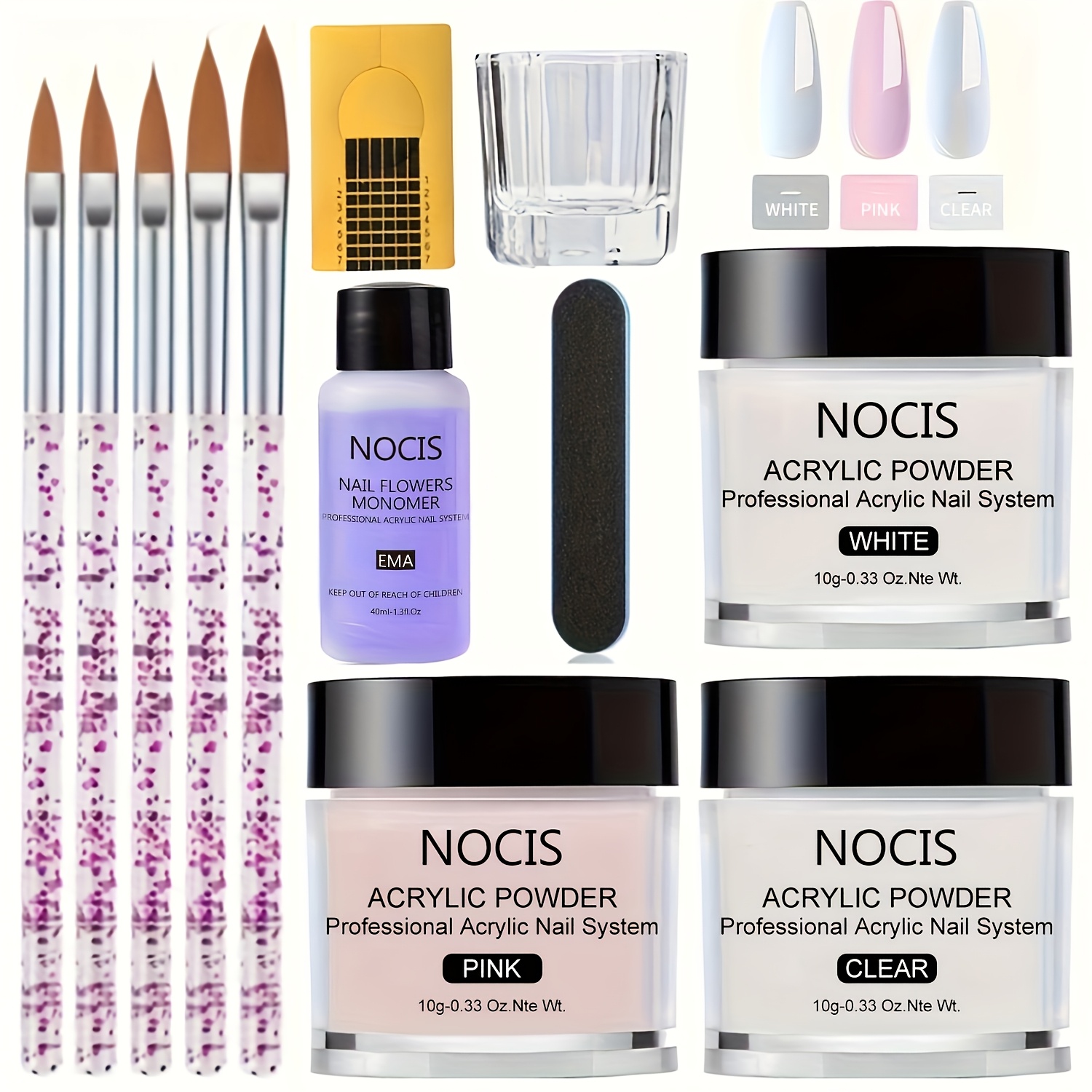 Vitamin C Powder - NOCIS Acryl-Nagelset - Keratin-Acrylpulver mit Rizinusöl,
